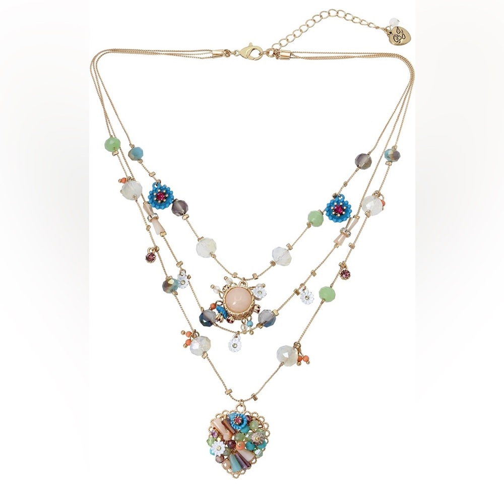 NWT Betsey Johnson Womens Butterfly Charms Layered Necklace
